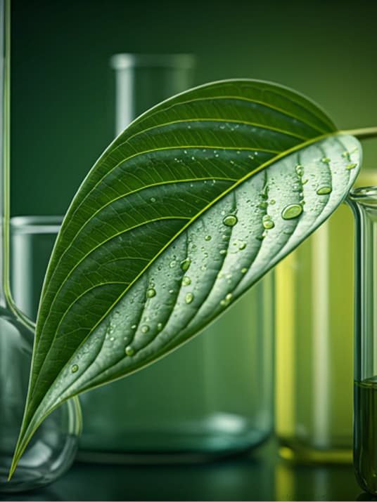 Leaf preserved on a pedestal